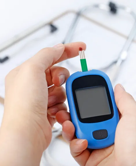 Medición de glucosa con un glucómetro